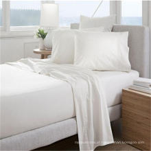 Folhas de cama do hotel Queen King White T200 100% Algodão Percale Flat